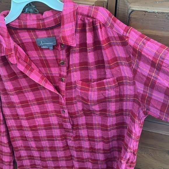 NWOT Anthropologie Women’s Pink And Yellow Blouse Size Large - Picture 3 of 10